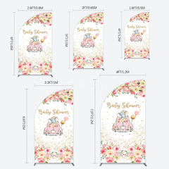 Aperturee - Aperturee Colorful Floral Elephant Baby Shower Half Moon Arch Backdrop