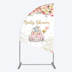 Aperturee - Aperturee Colorful Floral Elephant Baby Shower Half Moon Arch Backdrop