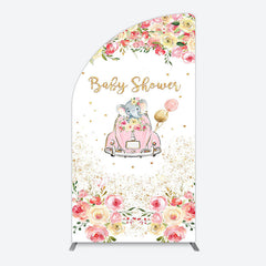 Aperturee - Aperturee Colorful Floral Elephant Baby Shower Half Moon Arch Backdrop