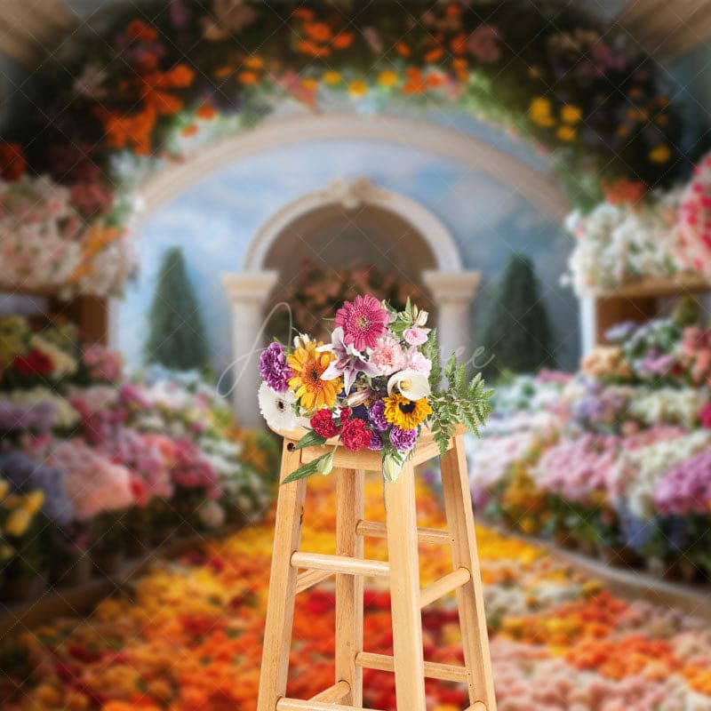 Aperturee - Aperturee Colorful Floral Greenhouse Romantic Wedding Backdrop