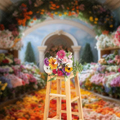 Aperturee - Aperturee Colorful Floral Greenhouse Romantic Wedding Backdrop
