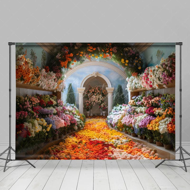 Aperturee - Aperturee Colorful Floral Greenhouse Romantic Wedding Backdrop