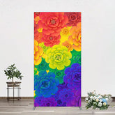 Aperturee - Aperturee Colorful Floral Pattern Birthday Party Rectangle Backdrop