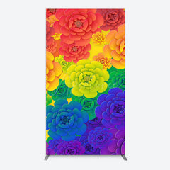 Aperturee - Aperturee Colorful Floral Pattern Birthday Party Rectangle Backdrop