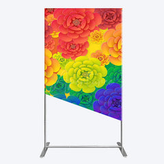 Aperturee - Aperturee Colorful Floral Pattern Birthday Party Rectangle Backdrop