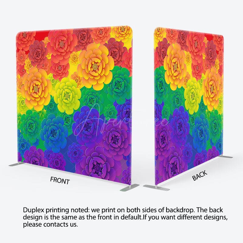 Aperturee - Aperturee Colorful Floral Pattern Birthday Pillow Case Backdrop
