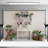 Aperturee - Aperturee Colorful Floral Retro Pink Wall Photography Backdrop