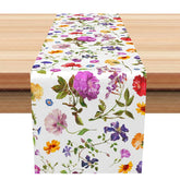 Aperturee - Aperturee Colorful Floral Table Runner Modern Abstract Botanical Print Bohemian Summer Party Dining Decor