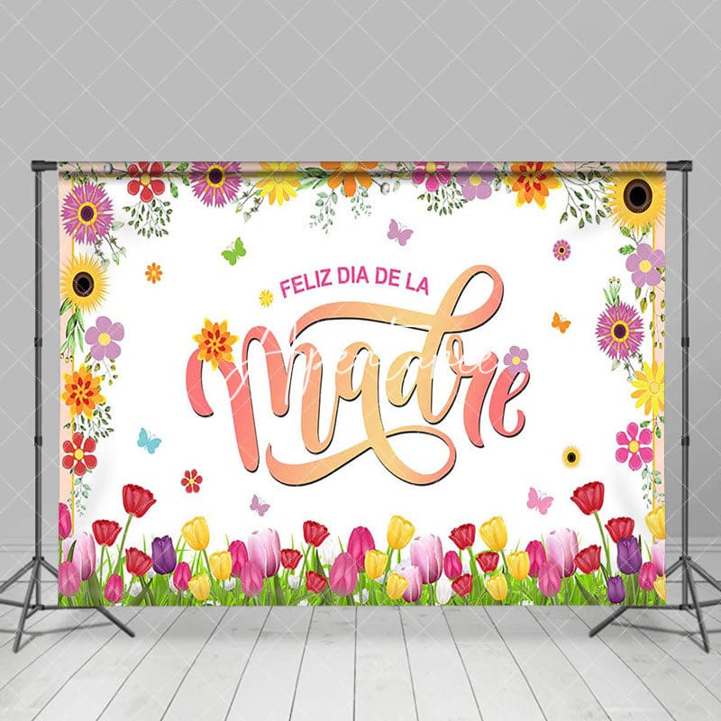 Aperturee - Aperturee Colorful Floral Tulip Happy Mothers Day Backdrop