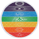 Aperturee - Aperturee Colorful Flower Rainbow Summer Round Beach Towel