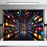 Aperturee - Aperturee Colorful Galaxy Orbs Photography Backdrop Abstract Glowing Spheres Wall Futuristic Sci-Fi Studio Background