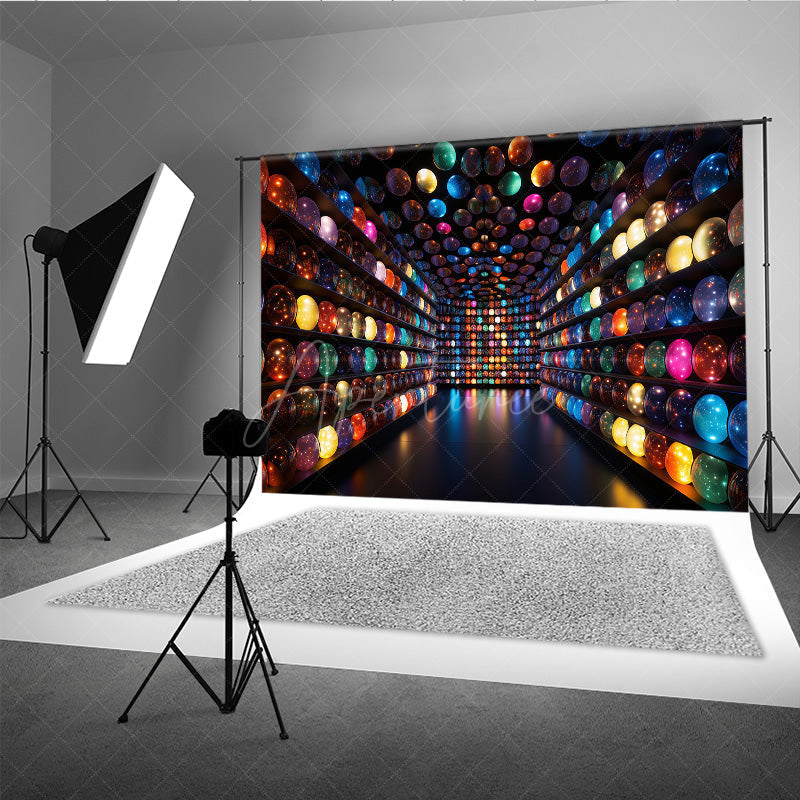 Aperturee - Aperturee Colorful Galaxy Orbs Photography Backdrop Abstract Glowing Spheres Wall Futuristic Sci-Fi Studio Background