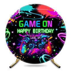 Aperturee - Aperturee Colorful Game On Round Birthday Backdrop For Boys