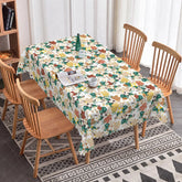 Aperturee - Aperturee Colorful Garden Floral Rectangle Tablecloth Red Yellow Green Flower Pattern Cover Summer Party Dining Decor