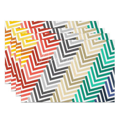 Aperturee - Aperturee Colorful Geometric Pattern Dining Set of 4 Placemats Modern Abstract Design for Vibrant Kitchen Decor