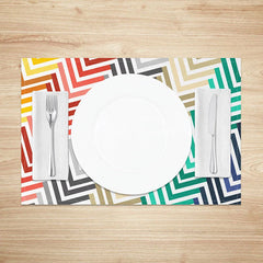 Aperturee - Aperturee Colorful Geometric Pattern Dining Set of 4 Placemats Modern Abstract Design for Vibrant Kitchen Decor