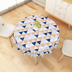 Aperturee - Aperturee Colorful Geometric Triangle Mosaic Round Tablecloth Modern Abstract Pattern for Kitchen and Party