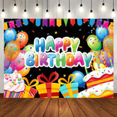 Aperturee - Aperturee Colorful Gift Balloon Ribbon Happy Birthday Backdrop