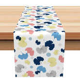 Aperturee - Aperturee Colorful Ginkgo Leaves Table Runner with Polka Dots Modern Botanical Decor for Kitchen and Dining Room