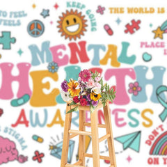 Aperturee - Aperturee Colorful Groovy Mental Health Awareness Backdrop