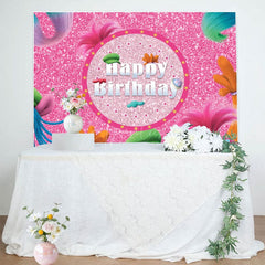 Aperturee - Aperturee Colorful Hair Pink Glitter Happy Birthday Backdrop