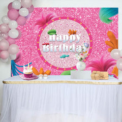 Aperturee - Aperturee Colorful Hair Pink Glitter Happy Birthday Backdrop