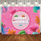 Aperturee - Aperturee Colorful Hair Pink Glitter Happy Birthday Backdrop