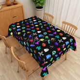 Aperturee - Aperturee Colorful Halloween Rectangle Tablecloth with Skulls and Bats for Fun and Vibrant Spooky Party Decor