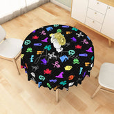 Aperturee - Aperturee Colorful Halloween Round Tablecloth with Mouse Jack-O’-Lantern and Spiders for Fun Kids Party