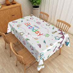 Aperturee - Aperturee Colorful Happy Birthday Rectangular Tablecloth