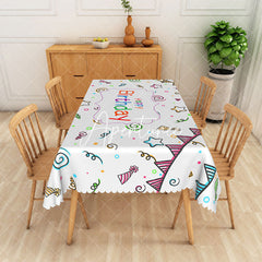 Aperturee - Aperturee Colorful Happy Birthday Rectangular Tablecloth