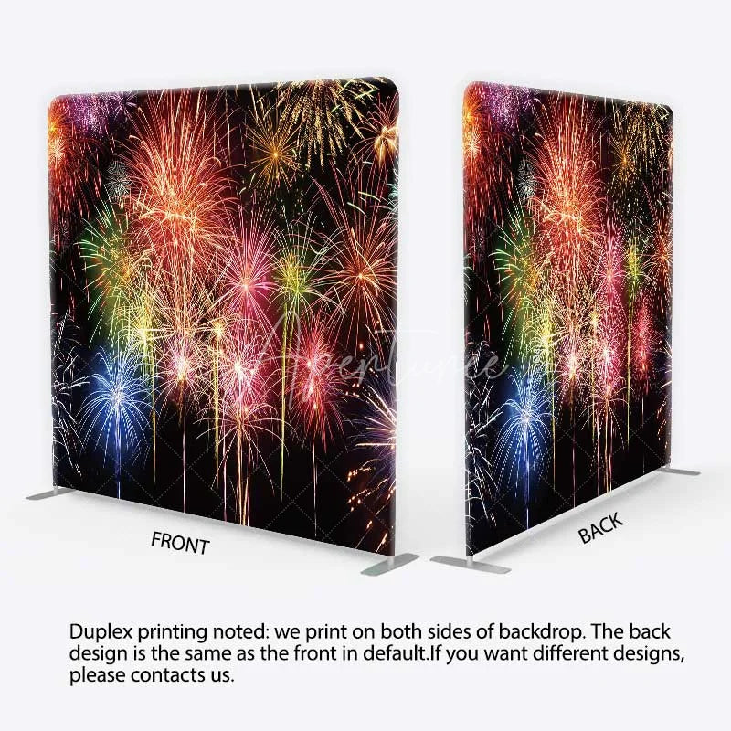 Aperturee - Aperturee Colorful Happy New Year Square Backdrop Celebration Photography and Party Decoration