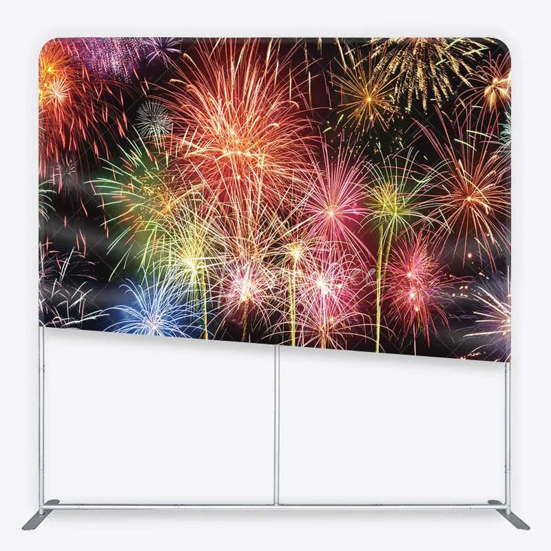 Aperturee - Aperturee Colorful Happy New Year Square Backdrop Celebration Photography and Party Decoration