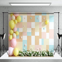 Aperturee - Aperturee Colorful Heart Plaid Wall Wedding Room Set Backdrop