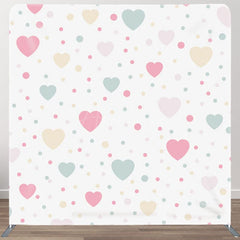Aperturee - Aperturee Colorful Hearts And Dots Fabric Baby Shower Backdrop