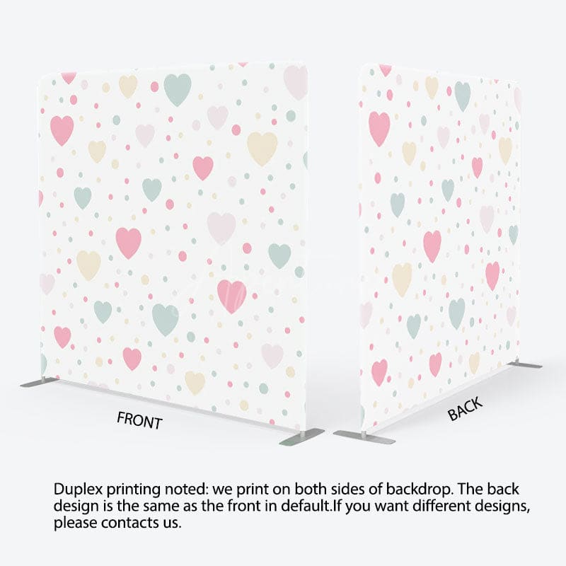 Aperturee - Aperturee Colorful Hearts And Dots Fabric Baby Shower Backdrop