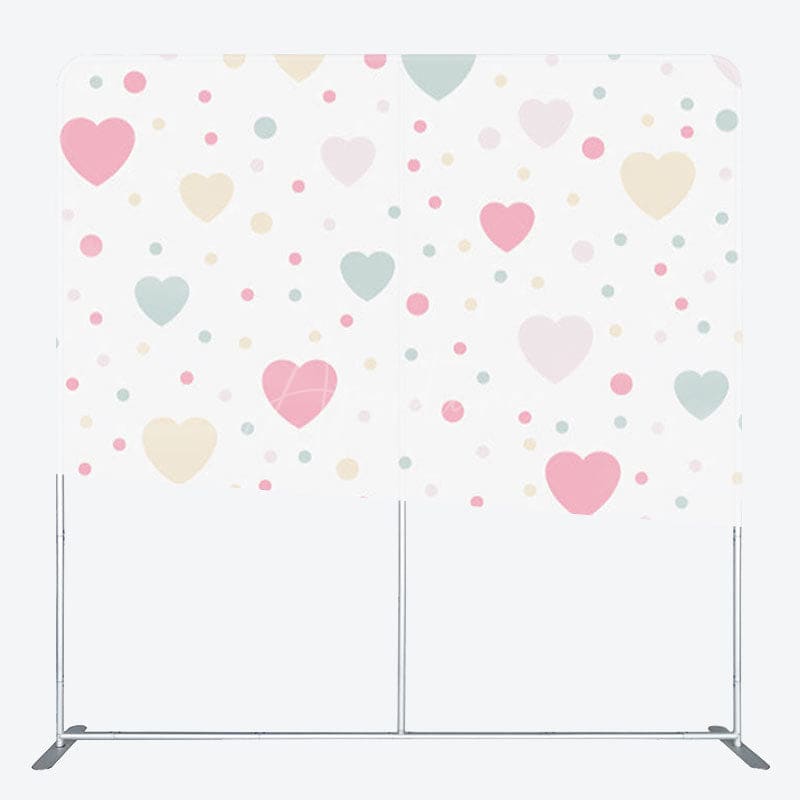 Aperturee - Aperturee Colorful Hearts And Dots Fabric Baby Shower Backdrop