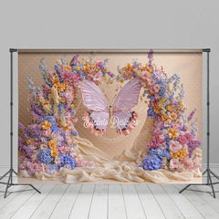 Aperturee - Aperturee Colorful Horn Flower Butterfly Wedding Photo Backdrop