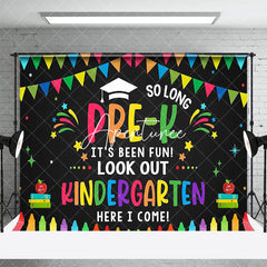 Aperturee - Aperturee Colorful Kindergarten Here I Come Graduation Backdrop