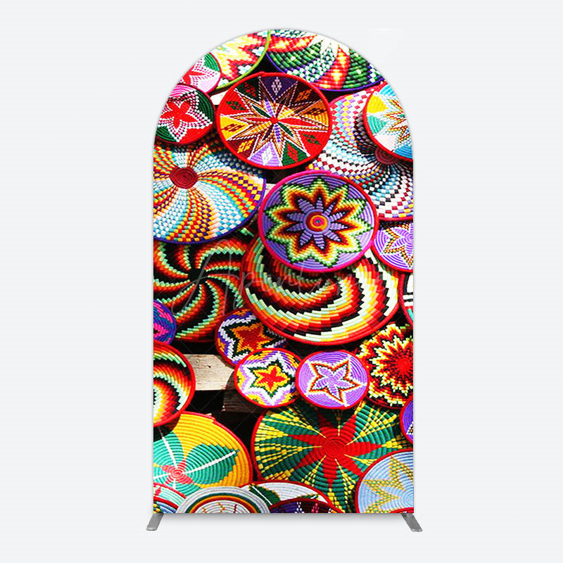 Aperturee - Aperturee Colorful Knitted Floral Plate Ethiopian Arch Backdrop