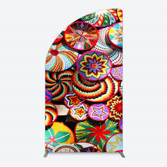 Aperturee - Aperturee Colorful Knitted Floral Plate Ethiopian Half Moon Arch Backdrop