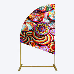 Aperturee - Aperturee Colorful Knitted Floral Plate Ethiopian Half Moon Arch Backdrop