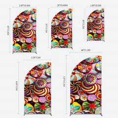 Aperturee - Aperturee Colorful Knitted Floral Plate Ethiopian Half Moon Arch Backdrop