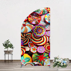 Aperturee - Aperturee Colorful Knitted Floral Plate Ethiopian Half Moon Arch Backdrop