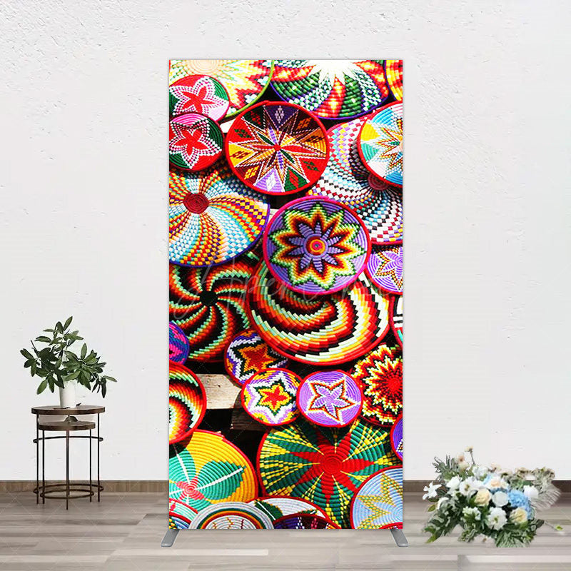 Aperturee - Aperturee Colorful Knitted Floral Plate Ethiopian Rectangle Backdrop