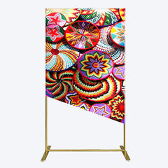Aperturee - Aperturee Colorful Knitted Floral Plate Ethiopian Rectangle Backdrop
