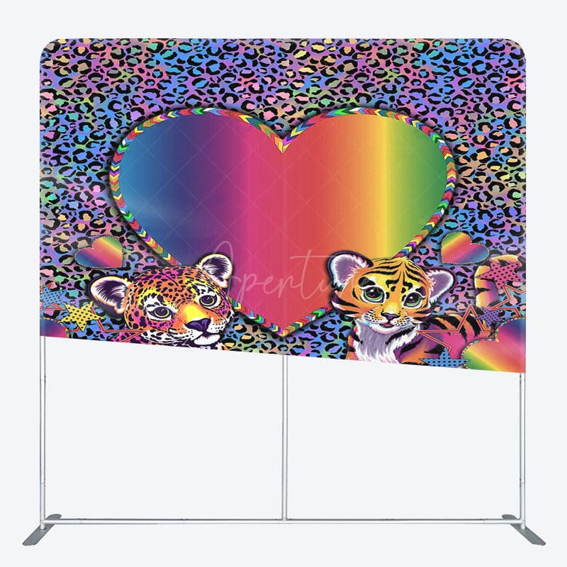 Aperturee - Aperturee Colorful Leopard Print Heart Pillow Case Backdrop
