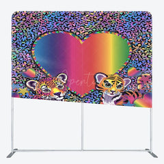 Aperturee - Aperturee Colorful Leopard Print Heart Pillow Case Backdrop