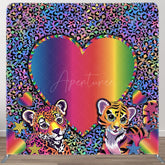 Aperturee - Aperturee Colorful Leopard Print Heart Pillow Case Backdrop