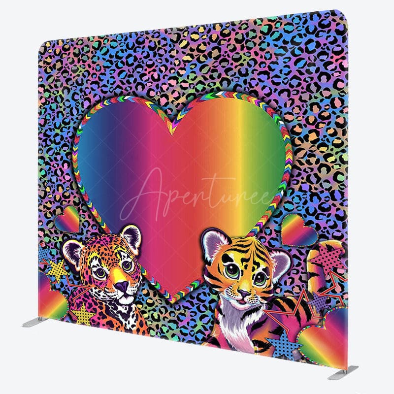 Aperturee - Aperturee Colorful Leopard Print Heart Pillow Case Backdrop